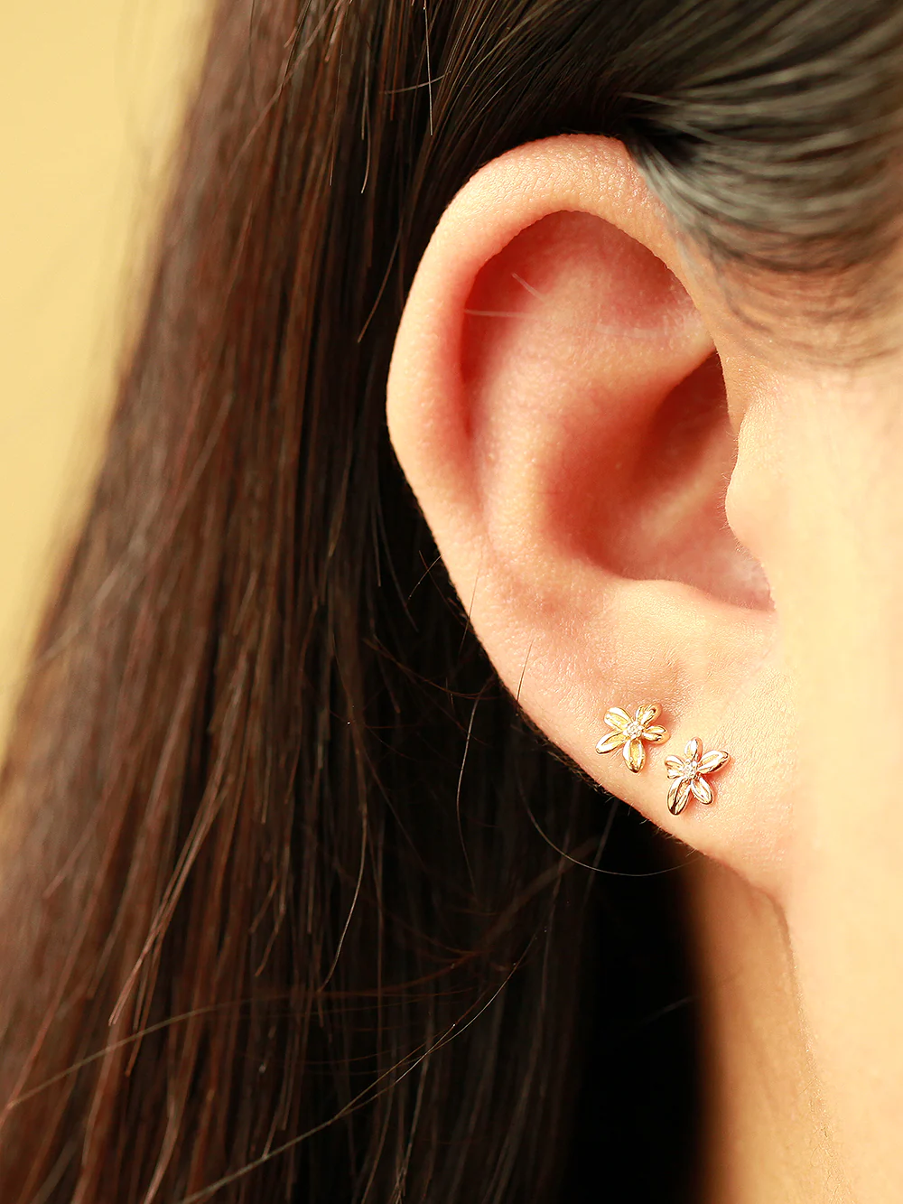 14K Gold Mini Cubic Flower Cartilage Piercing Earring 20G18G16G - Image 8