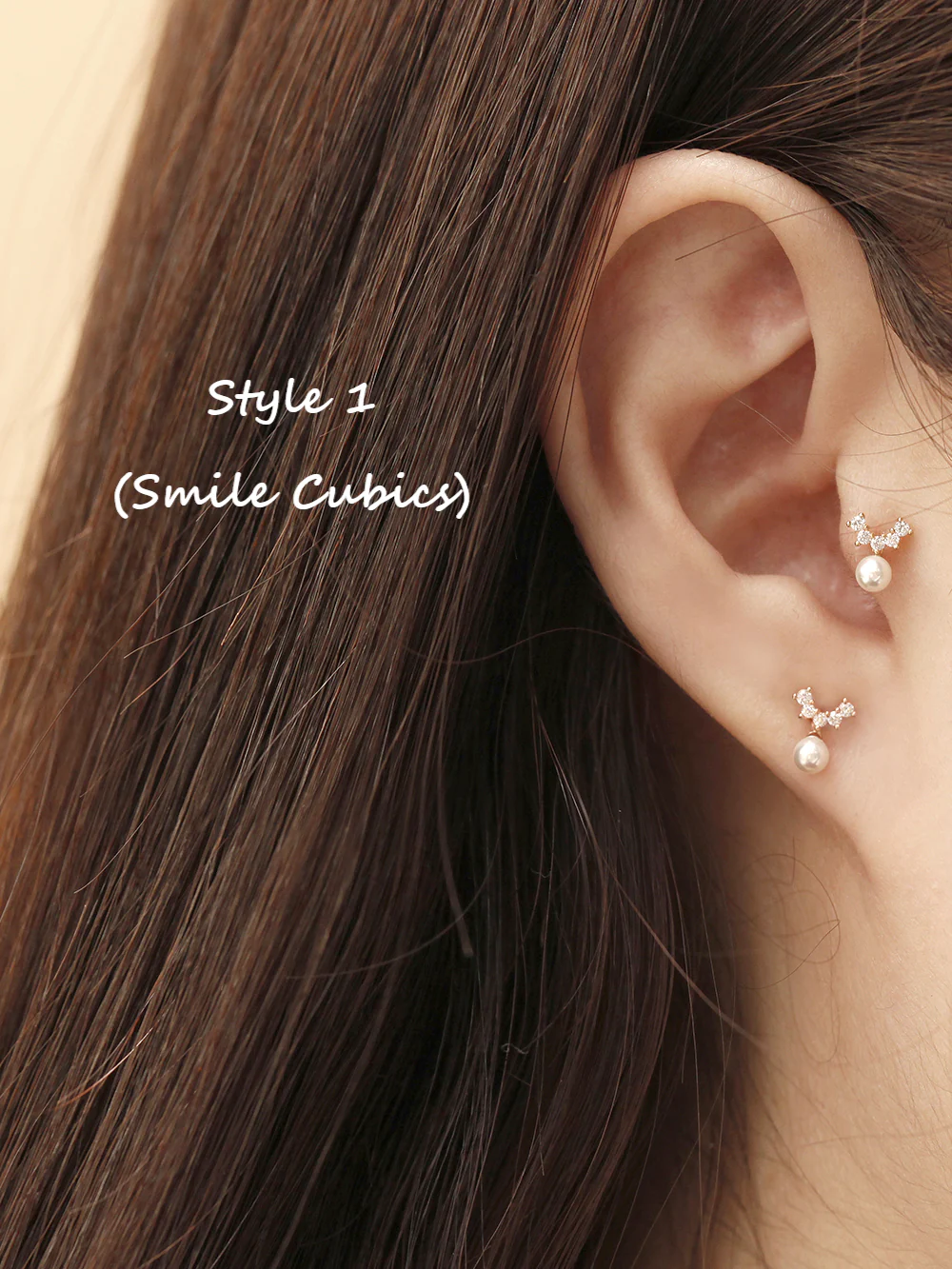 14K Gold Mini Cubic Fresh Water Pearl Cartilage Earring 20G18G16G - Image 2