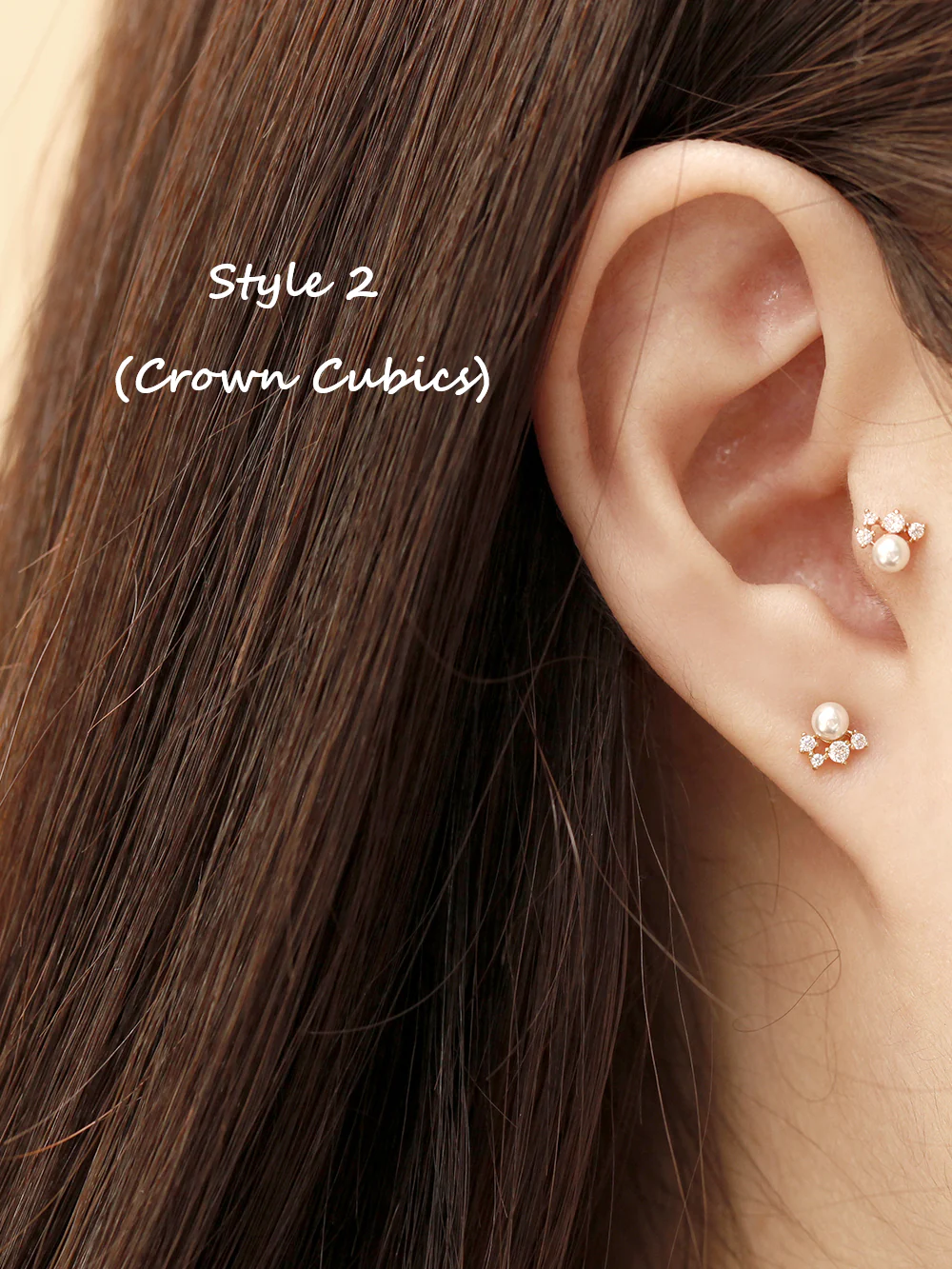 14K Gold Mini Cubic Fresh Water Pearl Cartilage Earring 20G18G16G - Image 4