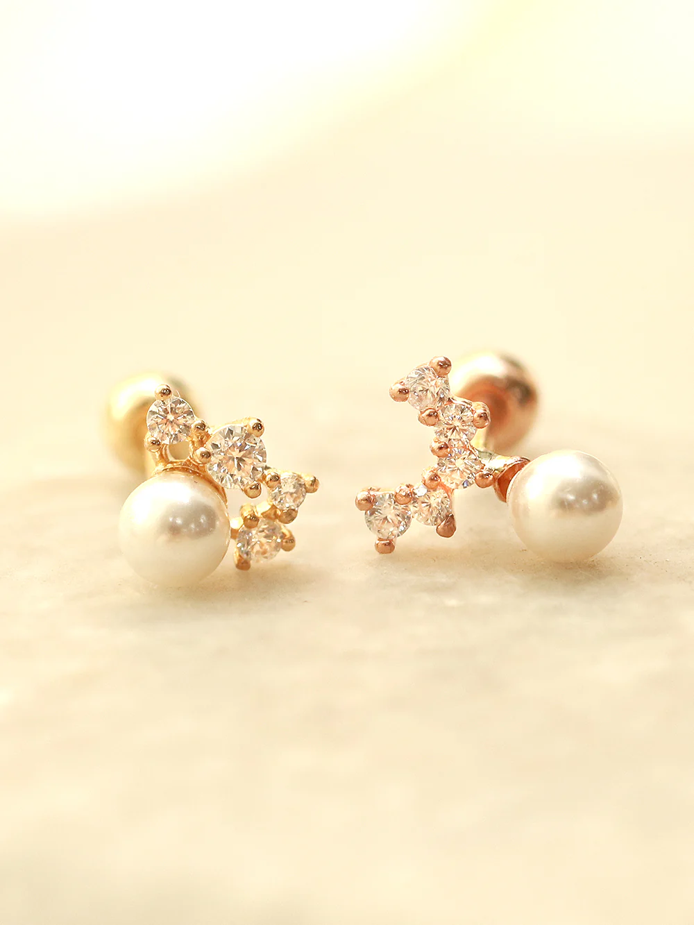 14K Gold Mini Cubic Fresh Water Pearl Cartilage Earring 20G18G16G - Image 5