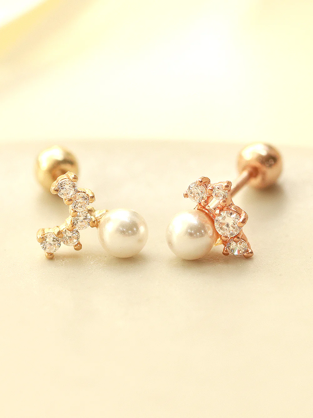 14K Gold Mini Cubic Fresh Water Pearl Cartilage Earring 20G18G16G - Image 7