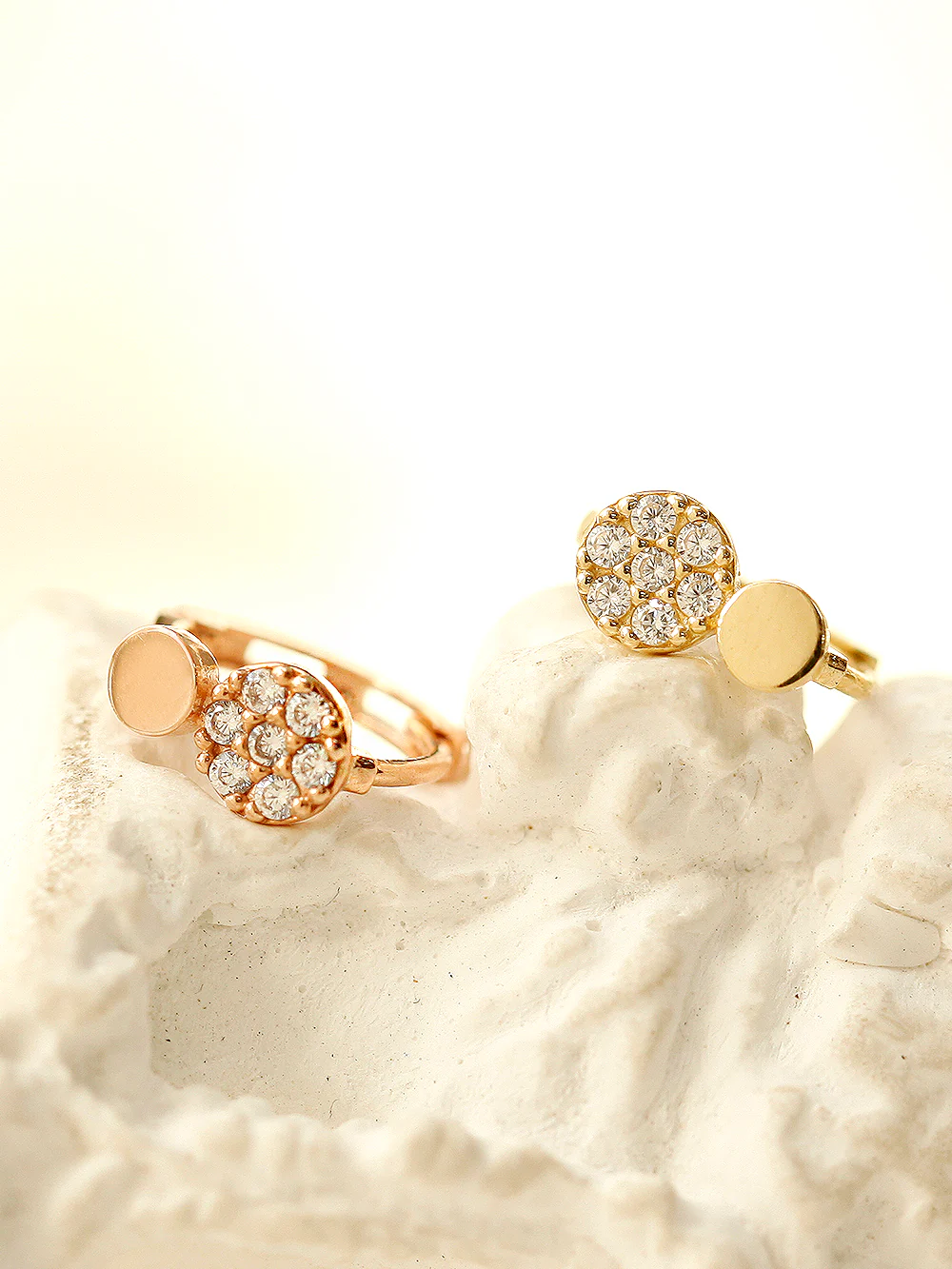 14K Gold Mini Cubic Hoop Earring - Image 6