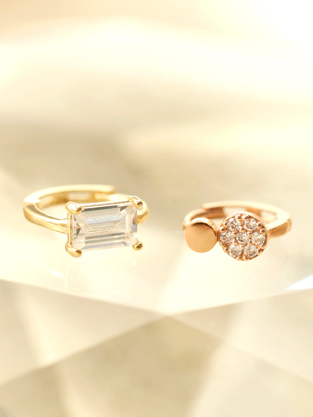 14K Gold Mini Cubic Hoop Earring - Image 8
