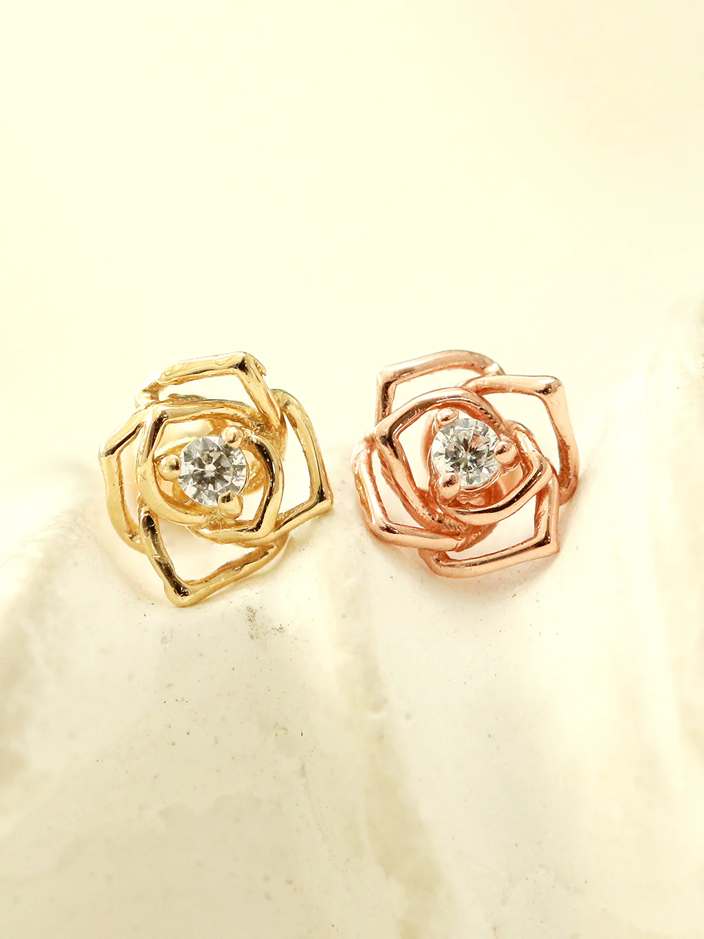 14K Gold Mini Cubic Rose Cartilage Earring 20G - Image 4