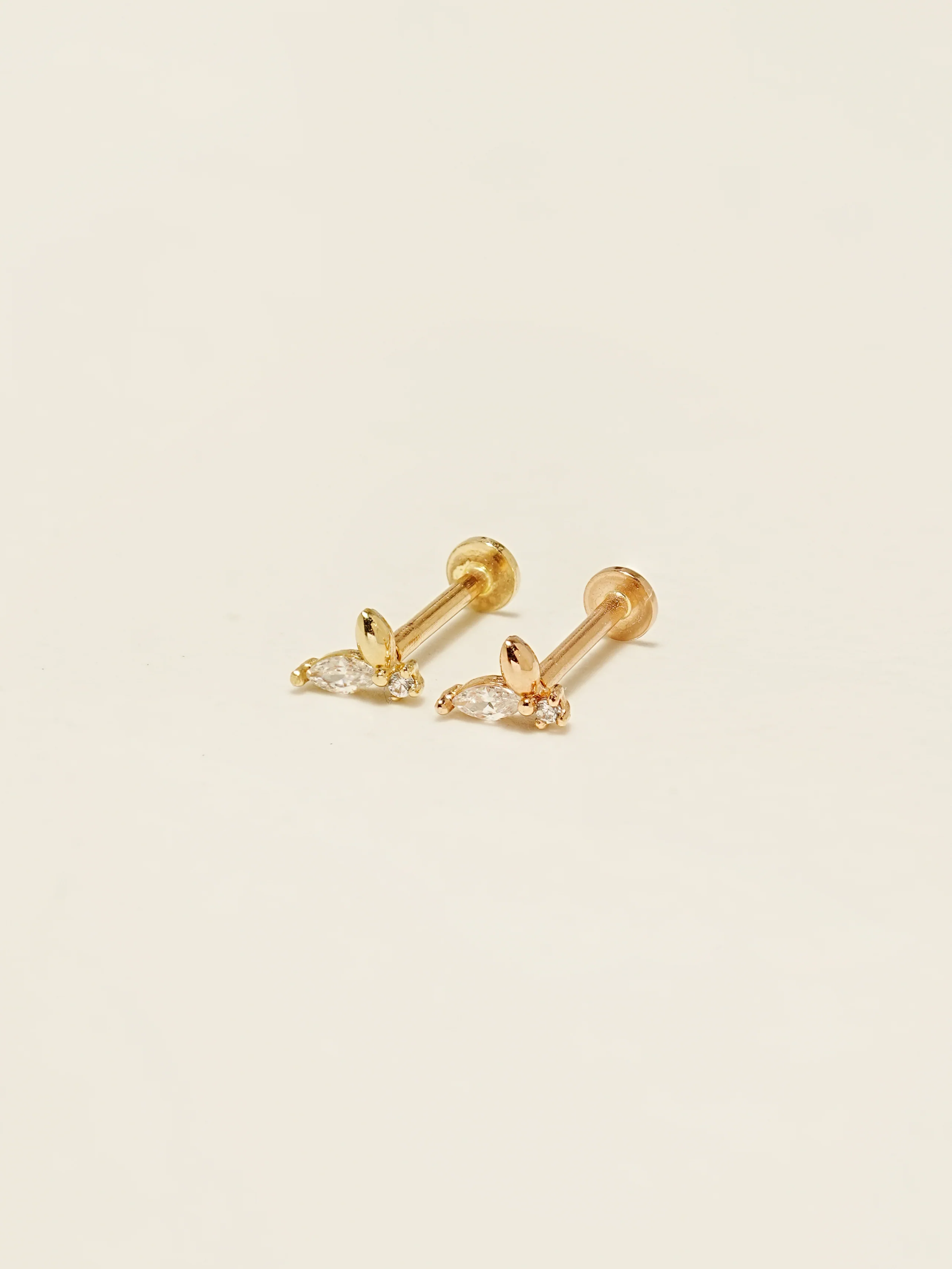 14K Gold Mini Cubic Sprout Internally Threaded Labret Piercing 18G16G - Image 8
