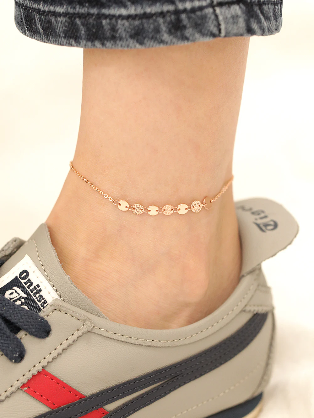 14K Gold Mini Cutting Coin Anklet