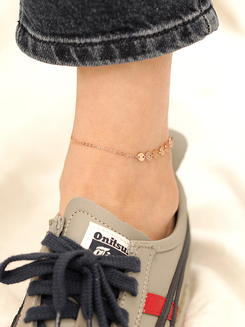 14K Gold Mini Cutting Coin Anklet - Image 2