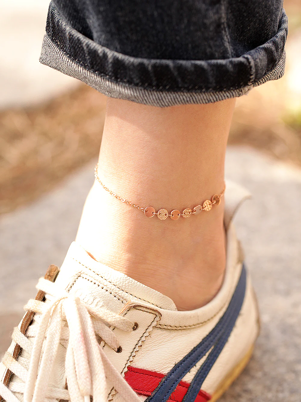 14K Gold Mini Cutting Coin Anklet - Image 6