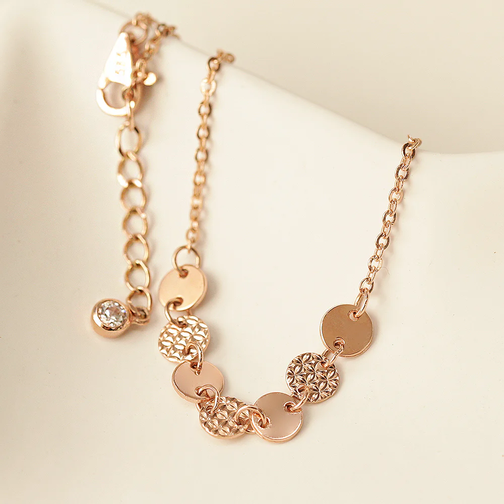 14K Gold Mini Cutting Coin Anklet - Image 9
