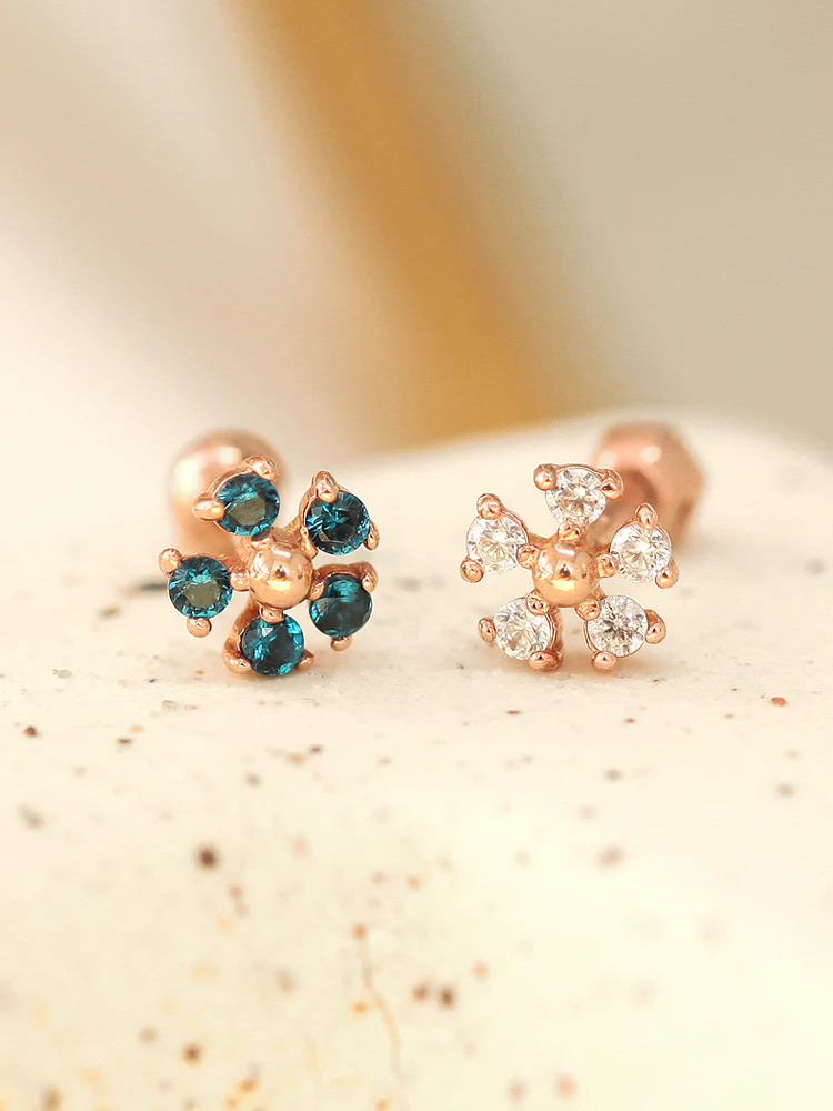 14K Gold Mini Daisy Cartilage Earring 18G16G - Image 3