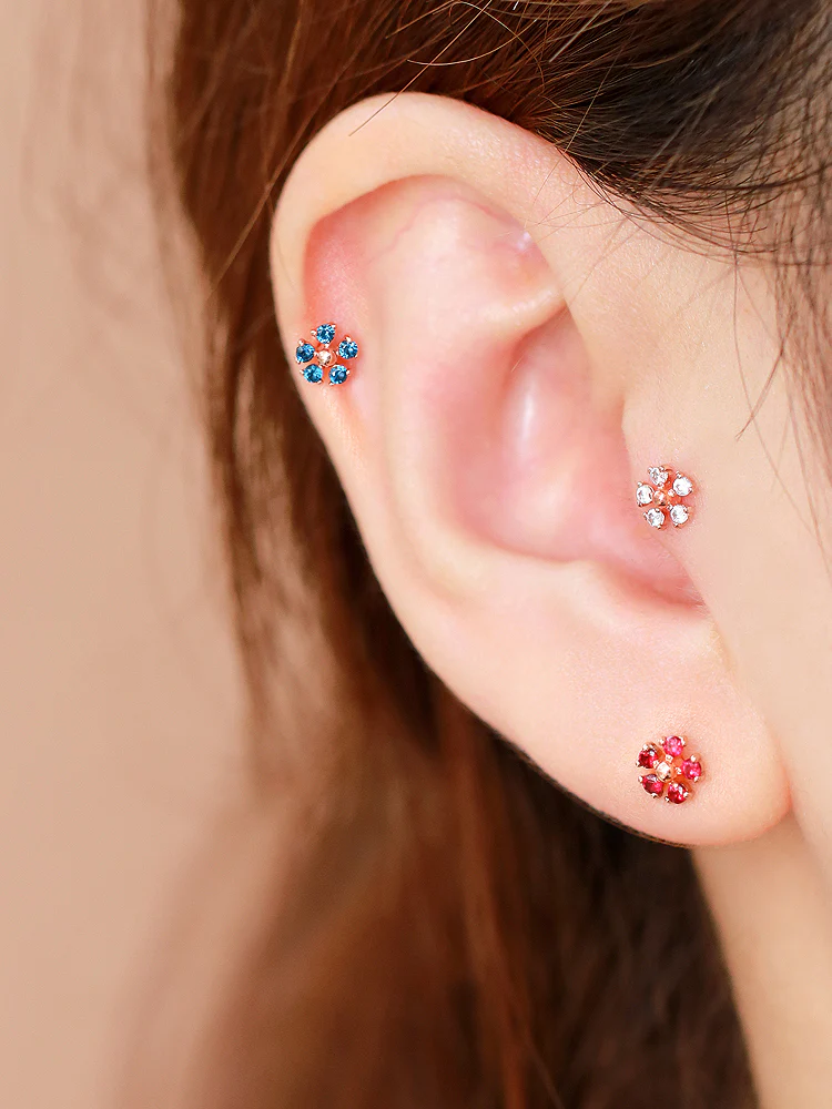 14K Gold Mini Daisy Cartilage Earring 18G16G - Image 5
