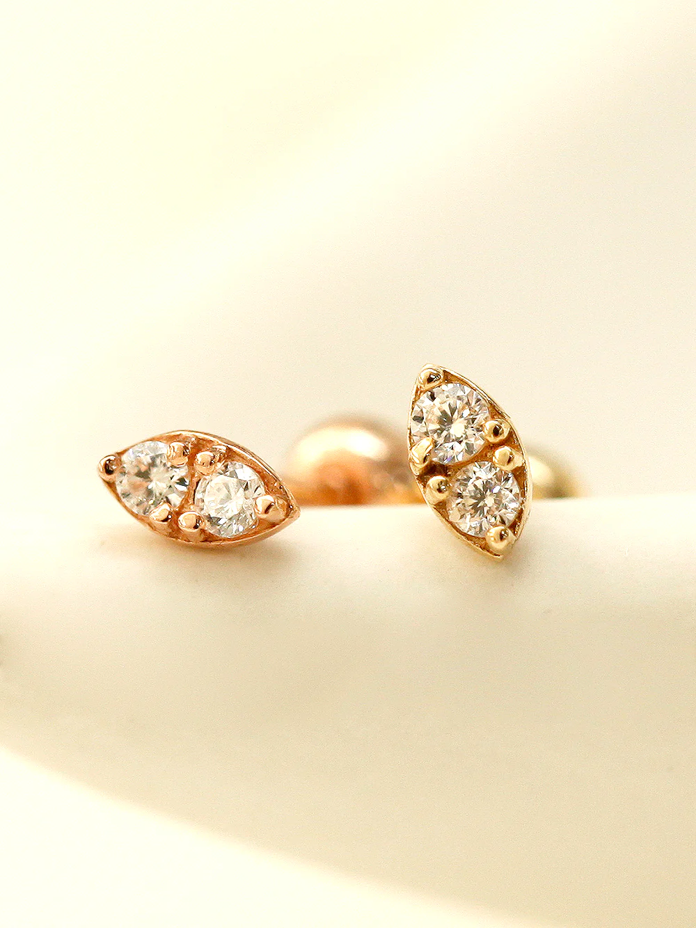 14K Gold Mini Double Cubic Cartilage Earring 20G18G16G - Image 5