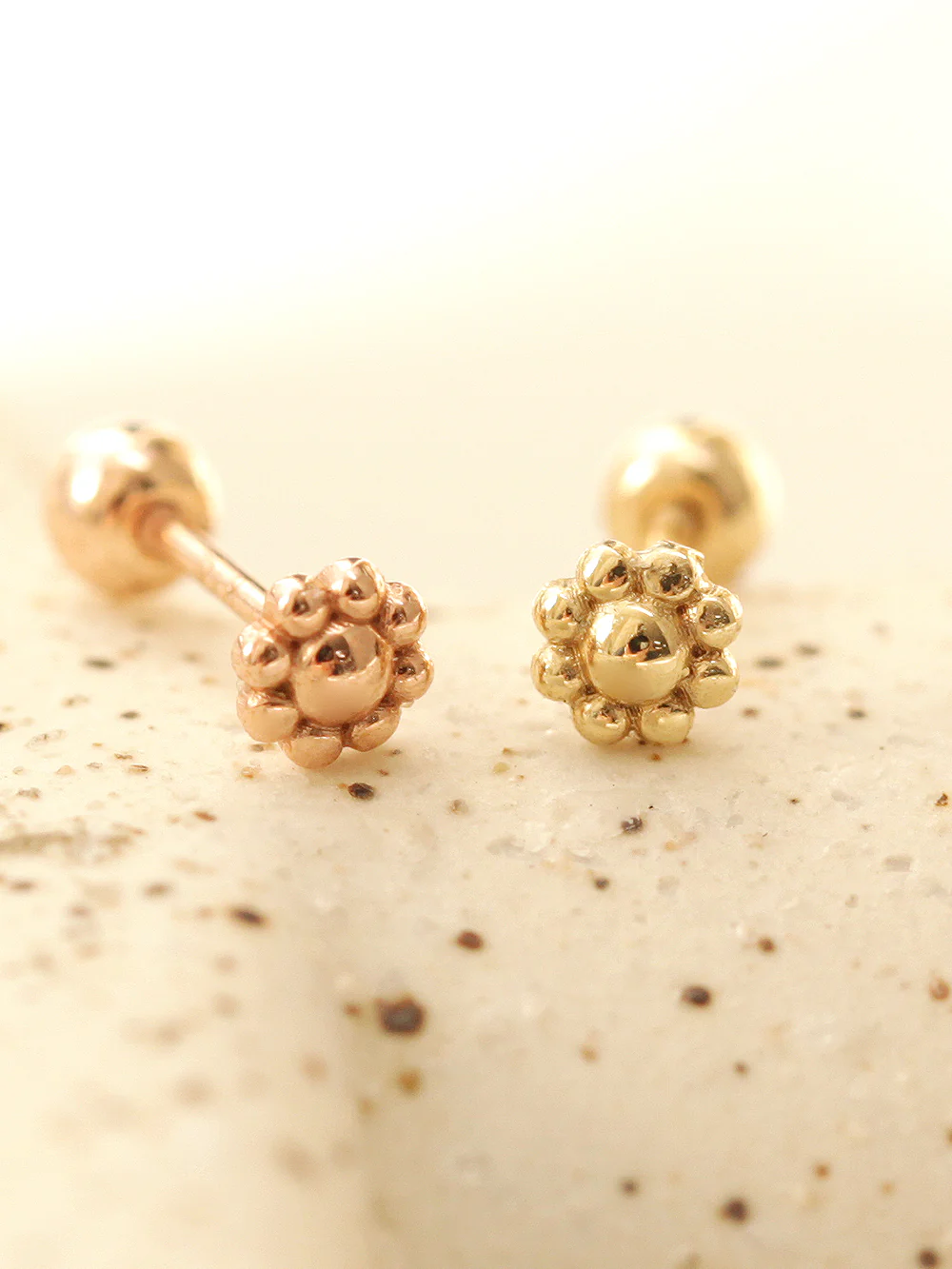 14K gold Mini Ball Flower cartilage earring 20g - Image 3