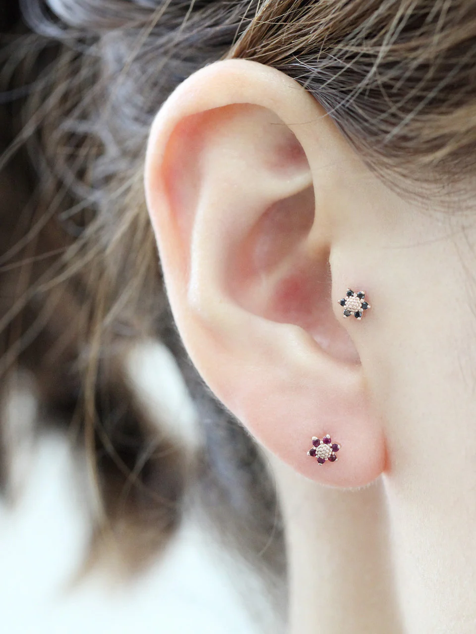 14K Gold Mini Flower Cartilage Earring 18g16g - Image 6