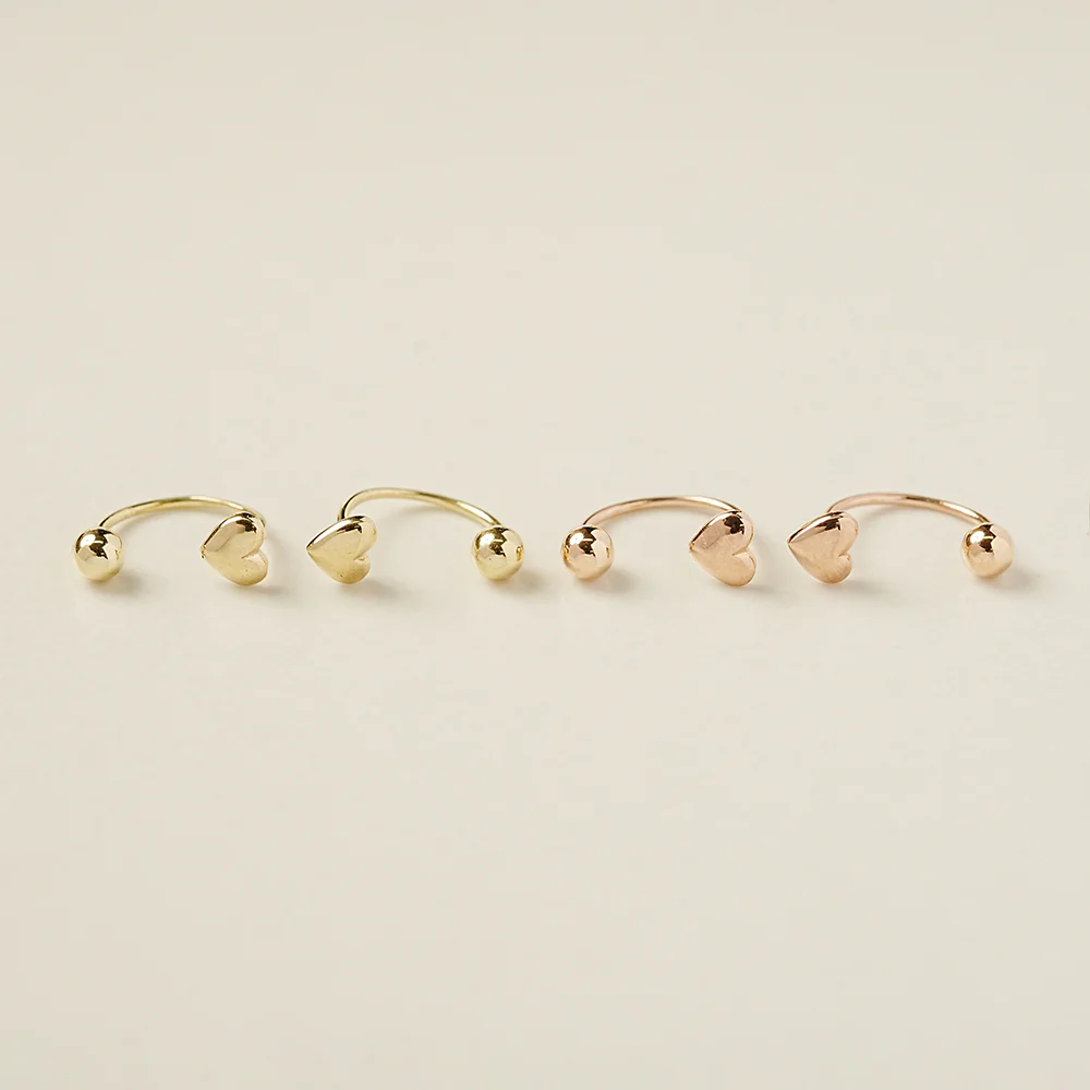 14K Gold Mini Volume Heart Curve Piercing 20G - Image 3