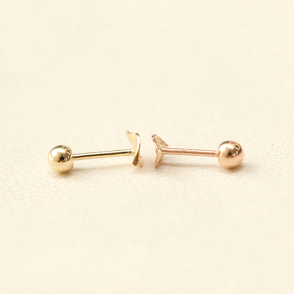 14K Gold Mini Leaf Cartilage Earring 20G18G16G - Image 7