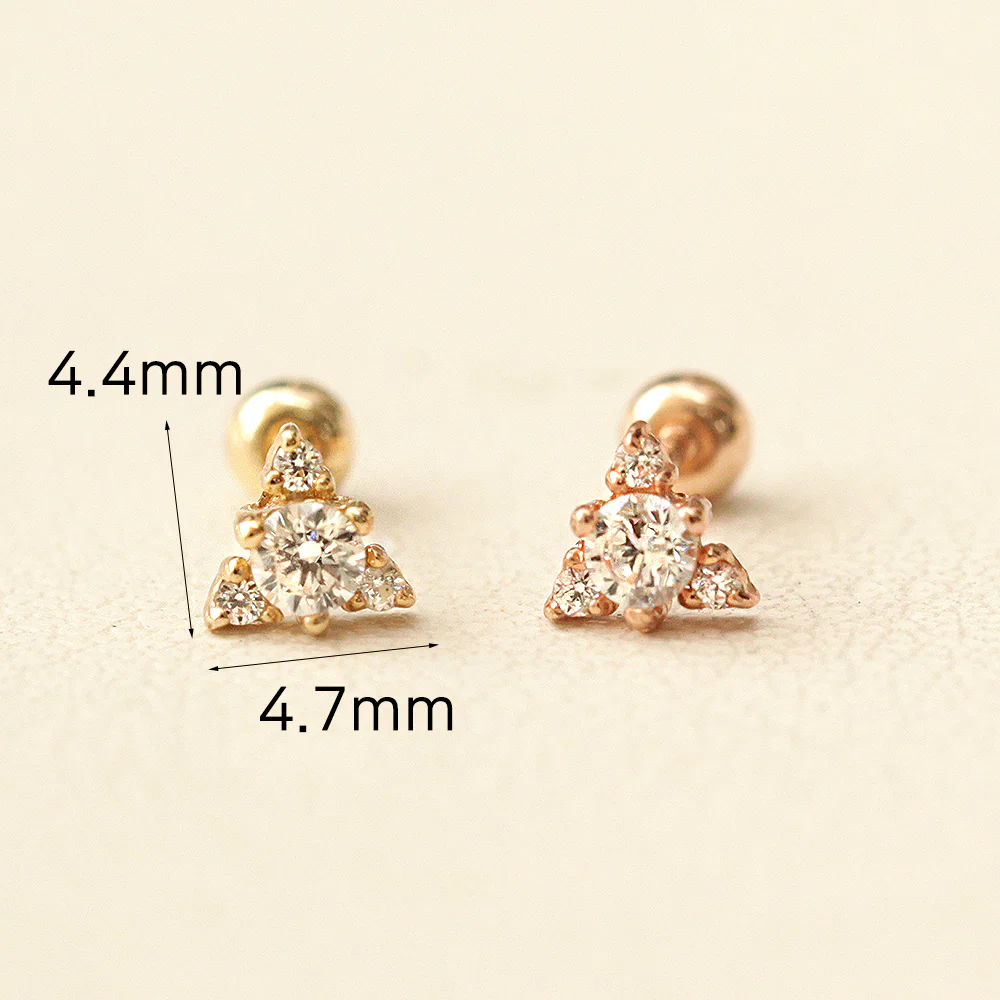 14K Gold Mini Point Triangle Cubic Earring 20G18G16G - Image 8