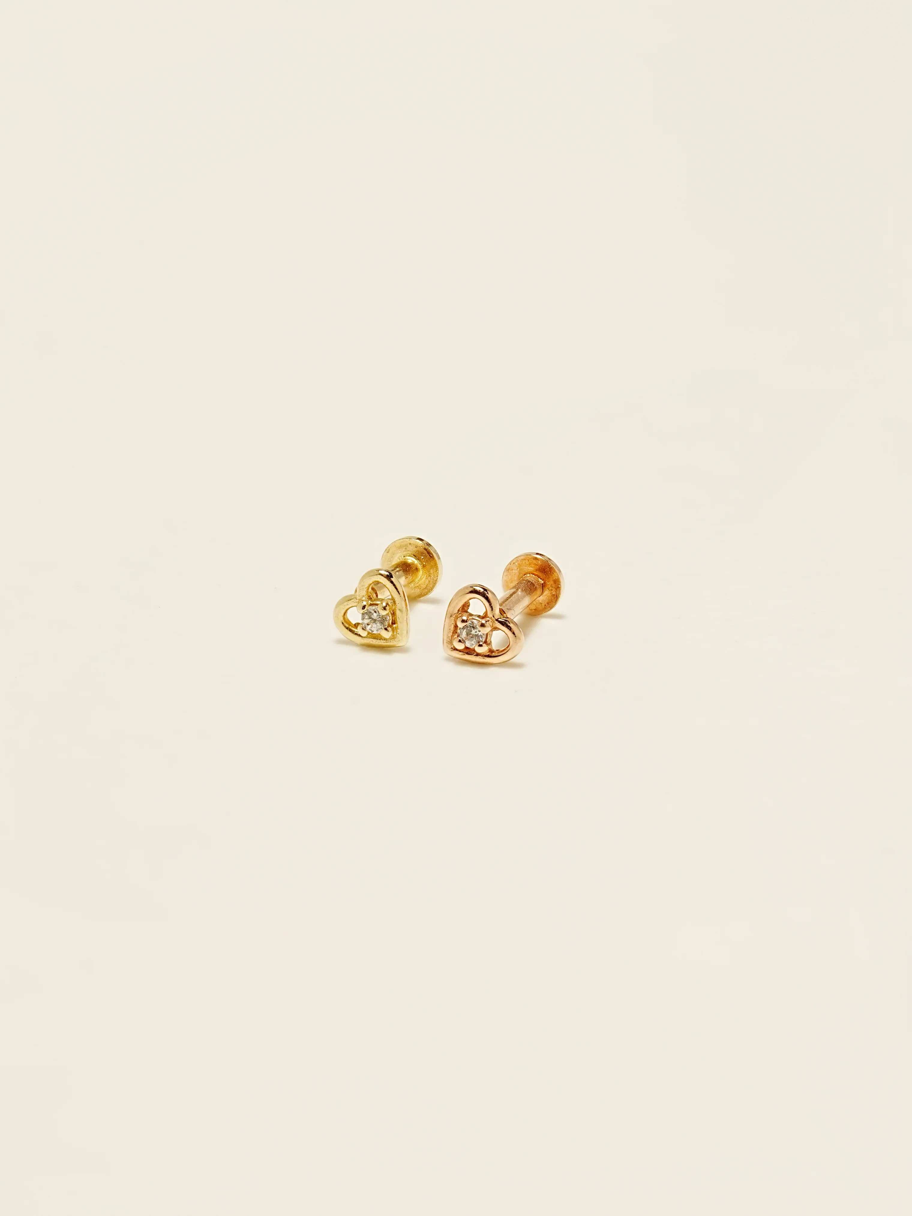 14K Gold Mini Pretzel Heart Internally Threaded Labret Piercing 18G16G - Image 6