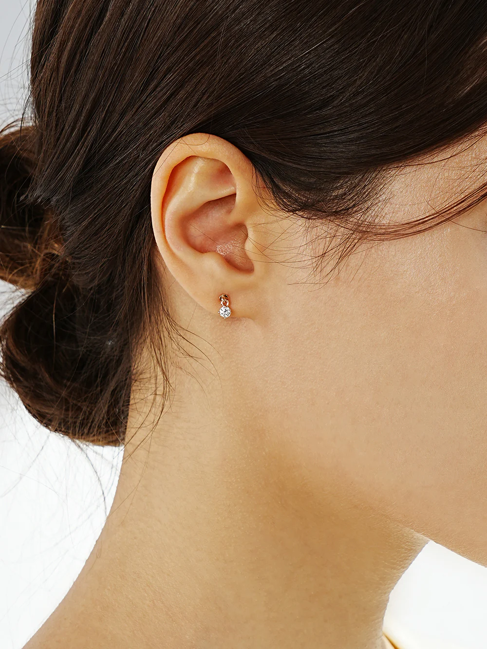 14K Gold Mini Round Cubic Drop Cartilage Earring 20G - Image 4