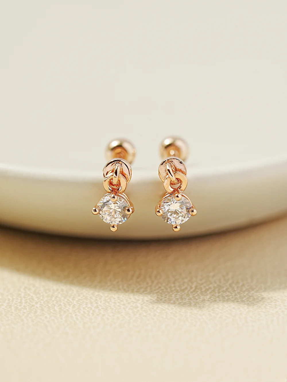 14K Gold Mini Round Cubic Drop Cartilage Earring 20G - Image 5