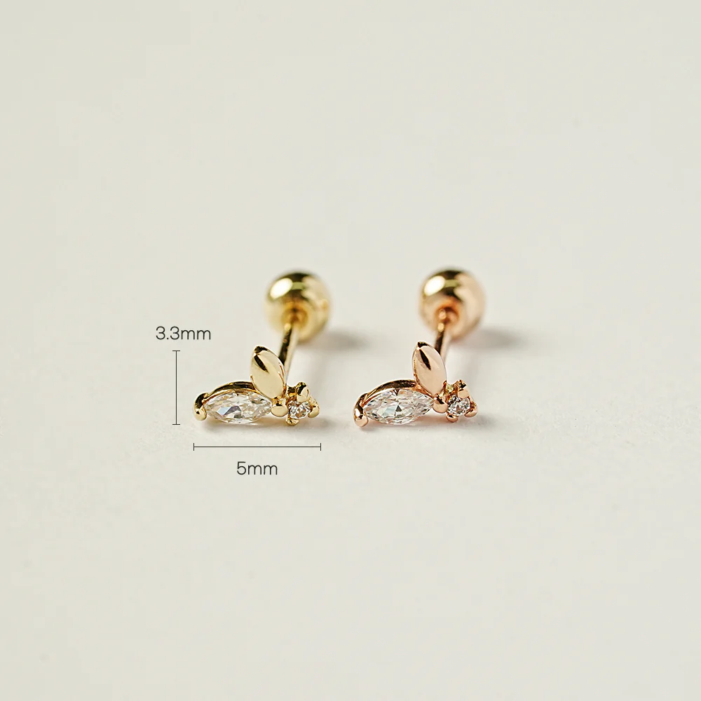 14K Gold Mini Sprout CZ Cartilage Earring 20G18G16G - Image 15