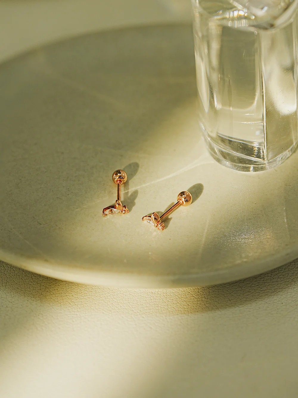 14K Gold Mini Sprout CZ Cartilage Earring 20G18G16G - Image 3