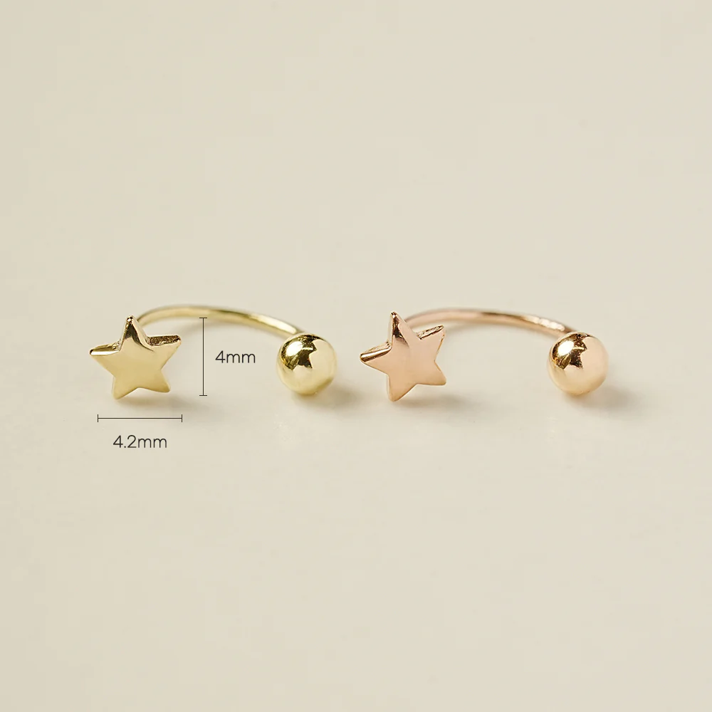 14K Gold Mini Volume Star Curve Piercing 20G - Image 5