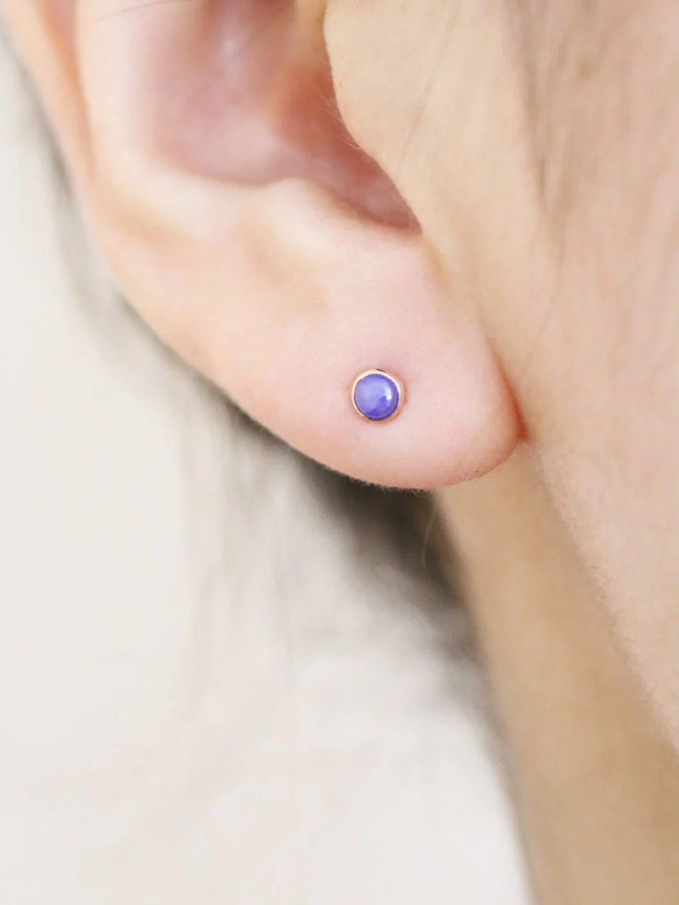 14K Gold Mini Stone Cartilage Earring 18G16G - Image 7