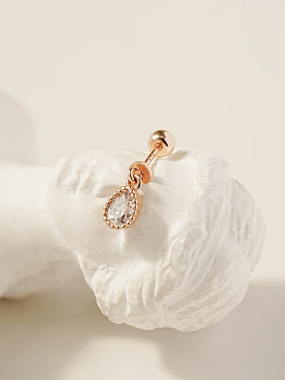 14K Gold Minimi Tear Drop Cartilage Earring 20G - Image 5