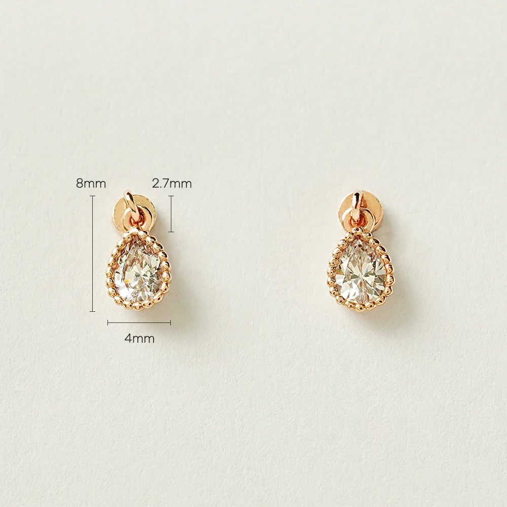 14K Gold Minimi Tear Drop Cartilage Earring 20G - Image 7