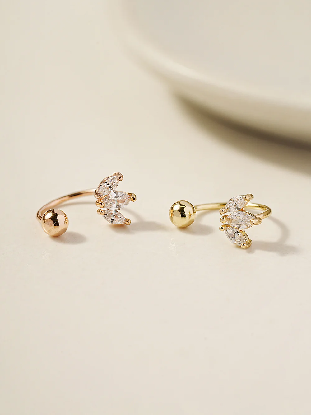 14K Gold Mini Tiara Curve Piercing 20G