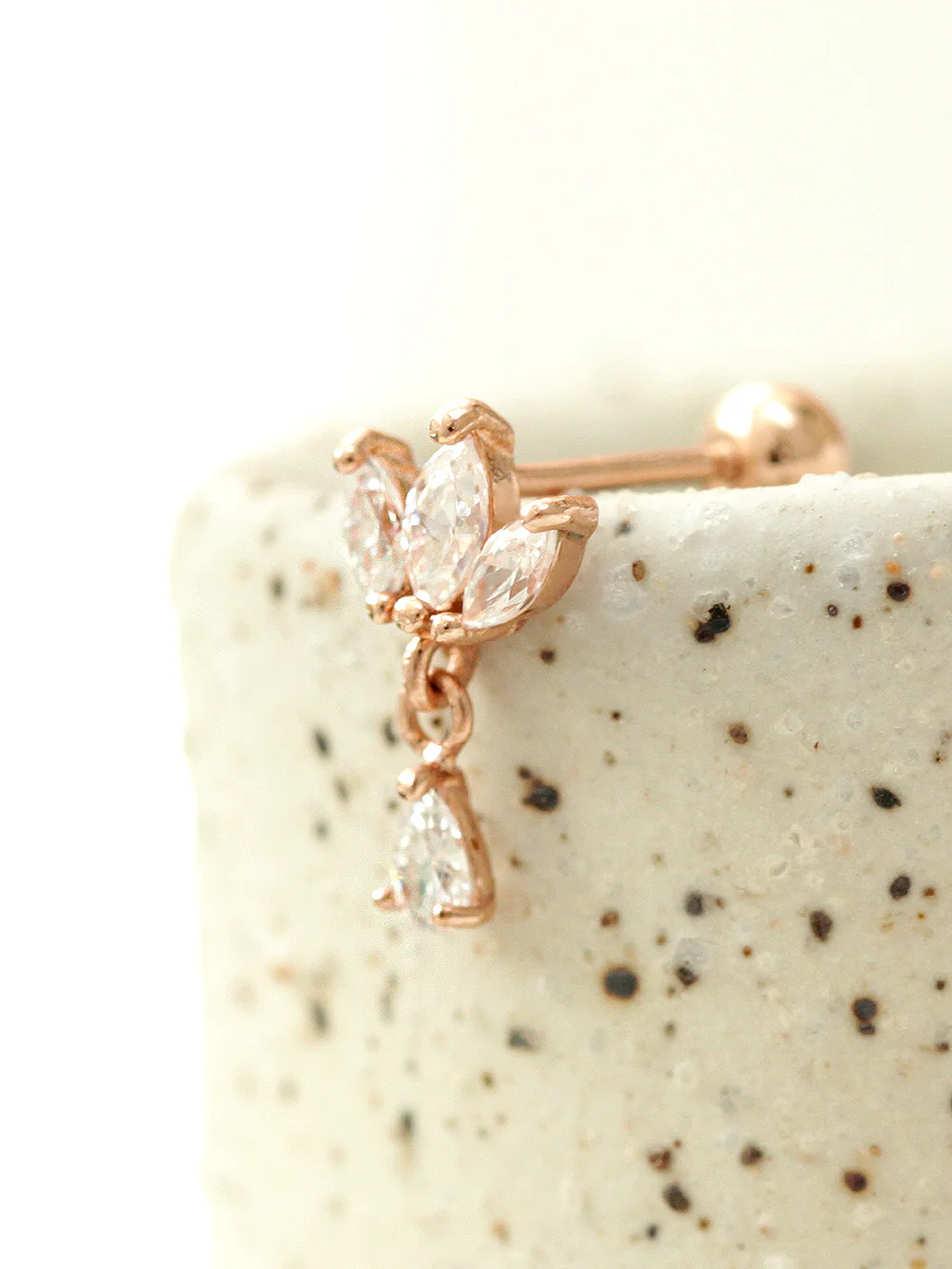 14K gold Mini Tiara Drop Cartilage Earring 20G - Image 6