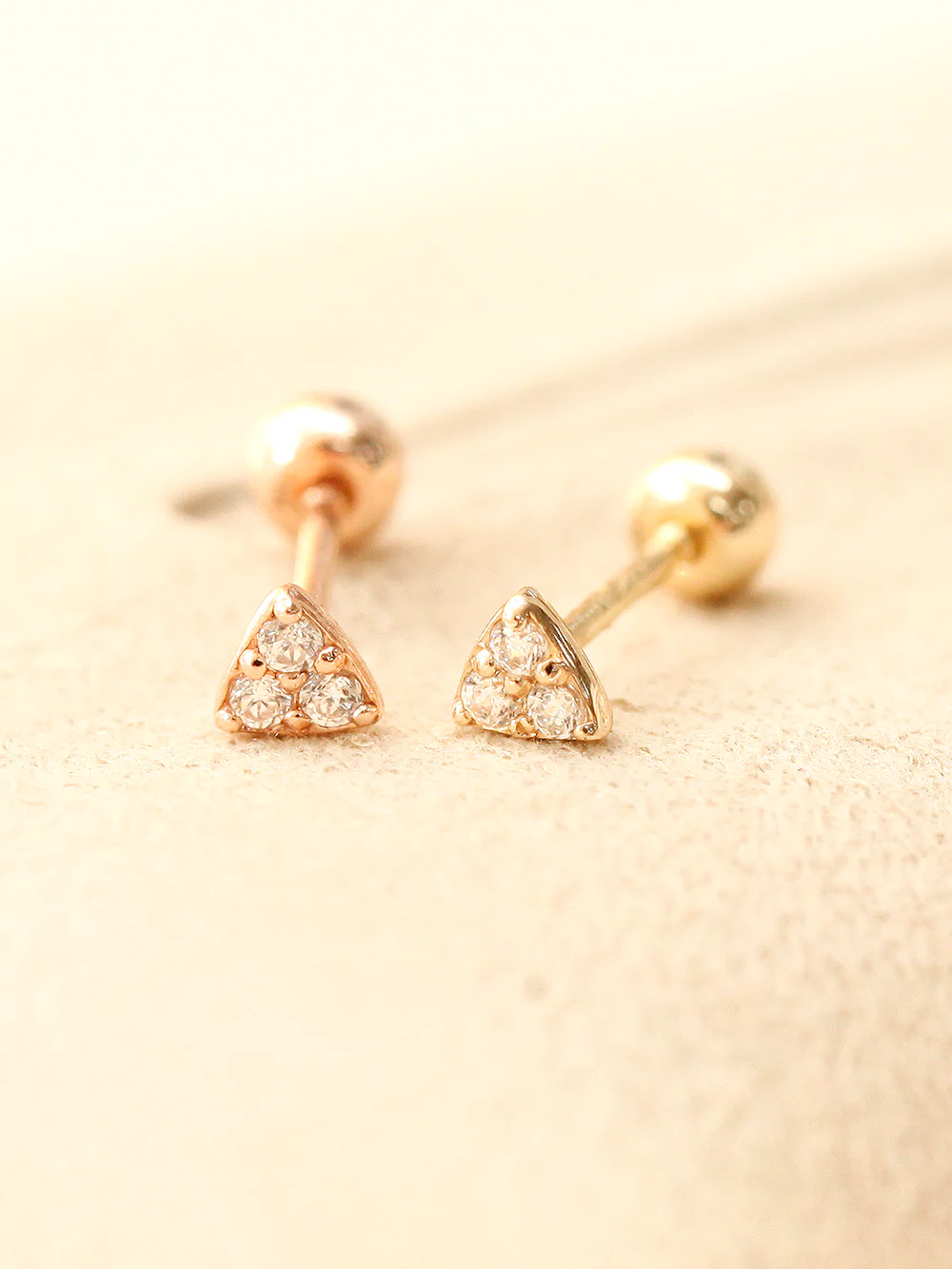 14K Gold Mini Triangle CZ Cartilage Earring 20G18G16G - Image 10