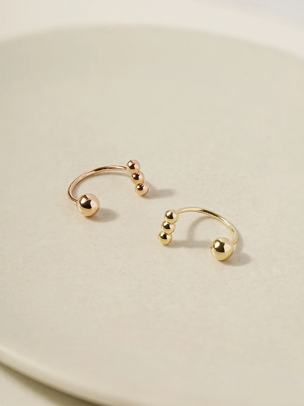 14K Gold Mini Stick Ball Curve Piercing 20G
