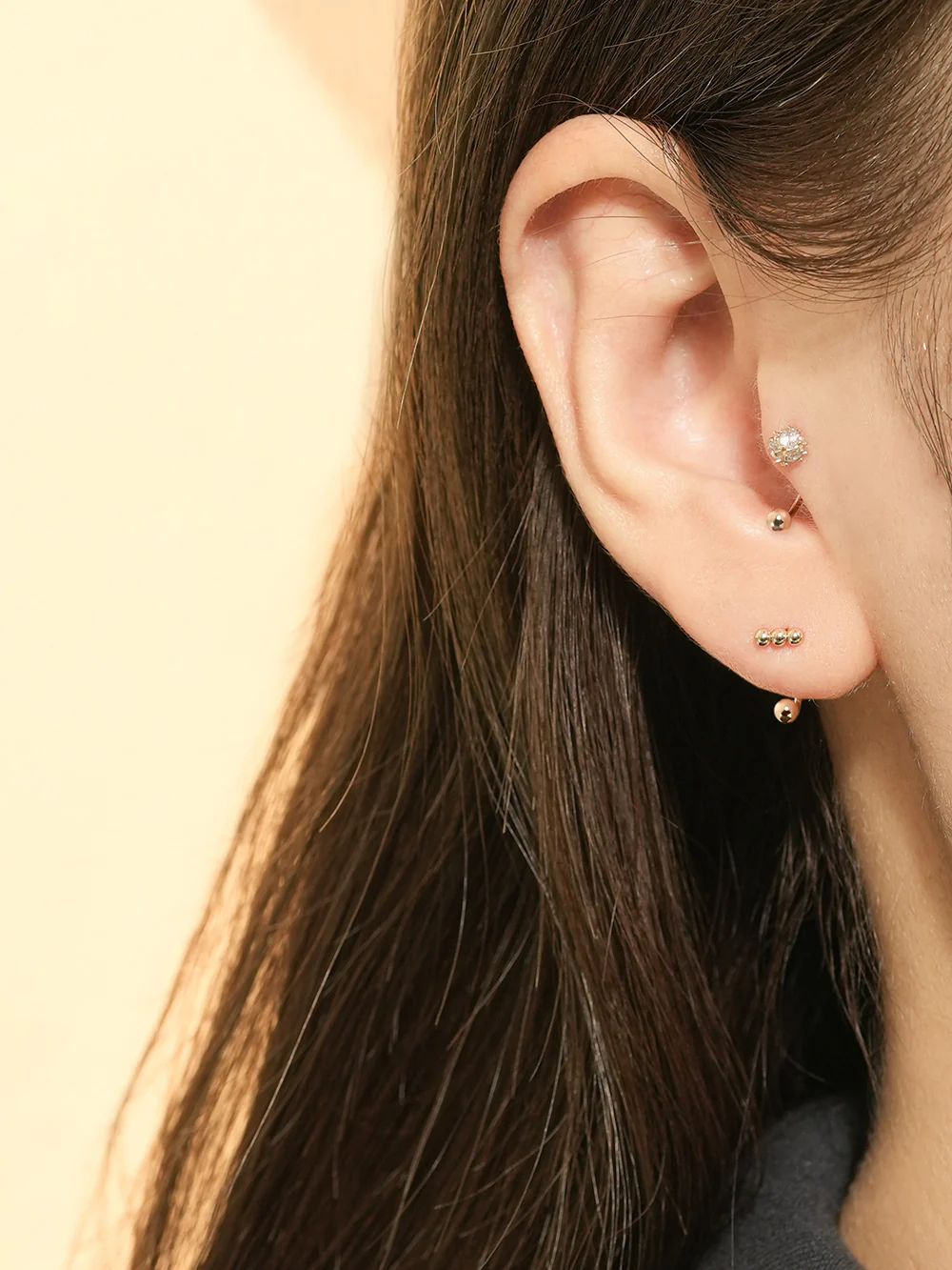 14K Gold Mini Stick Ball Curve Piercing 20G - Image 2