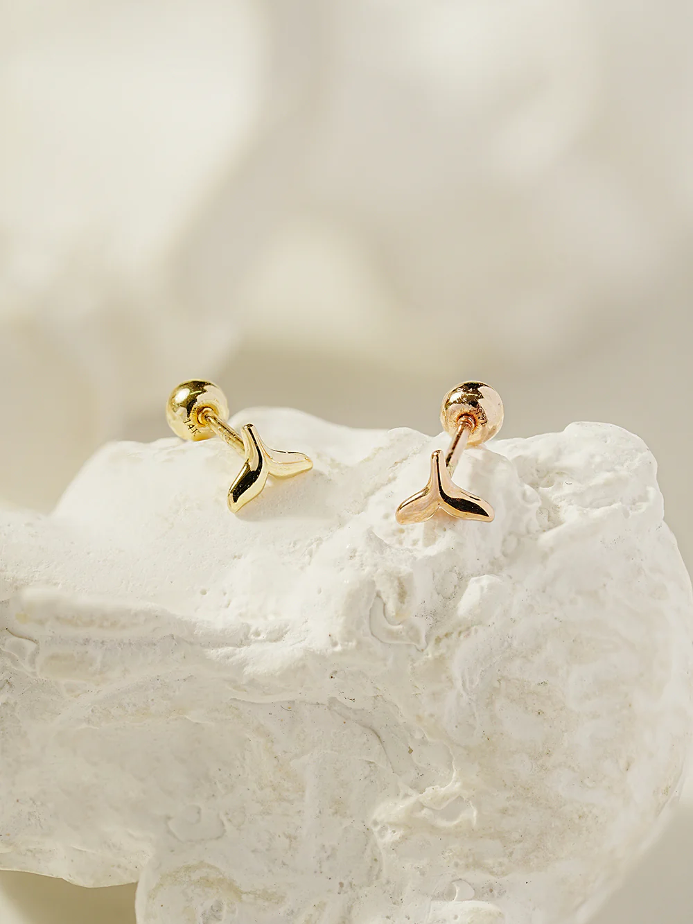 14K Gold Mini Whale Tale Cartilage Earring 20G18G16G - Image 12