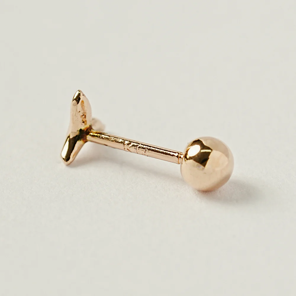 14K Gold Mini Whale Tale Cartilage Earring 20G18G16G - Image 14