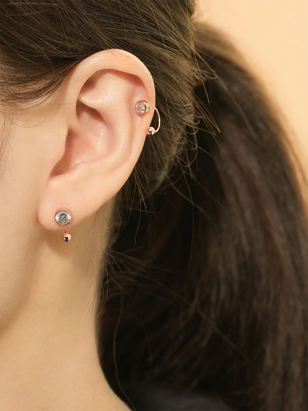 14K Gold Minimal Cubic Curve Piercing 20G - Image 2