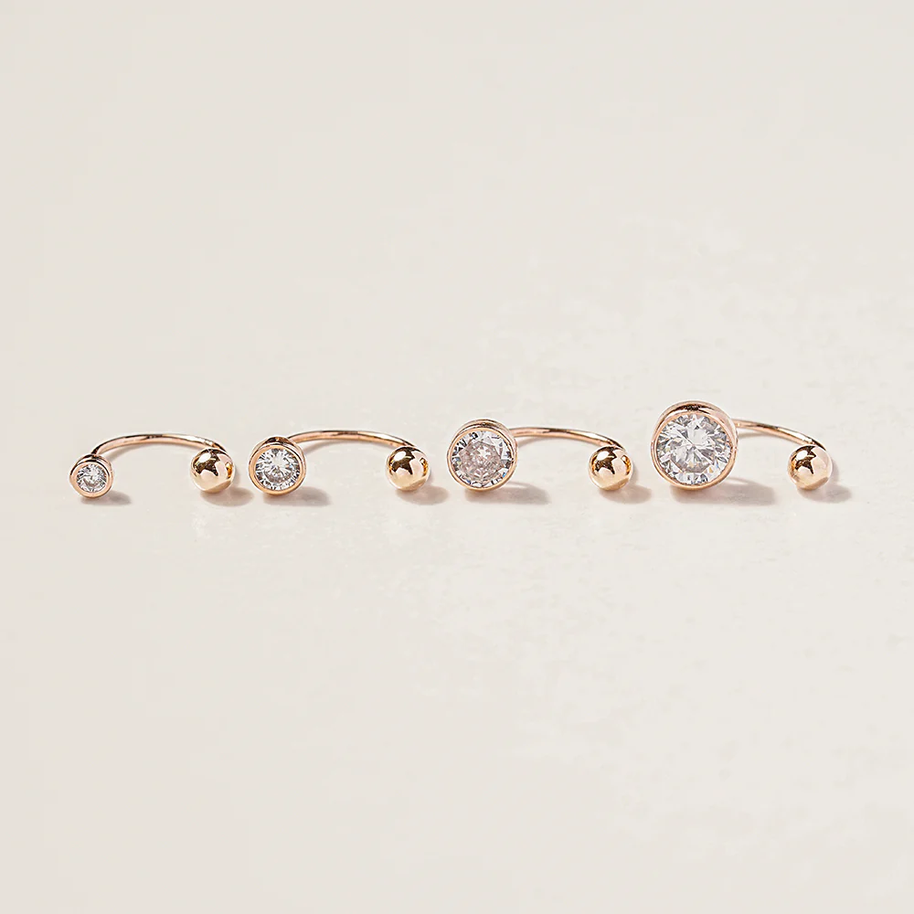 14K Gold Minimal Cubic Curve Piercing 20G - Image 3