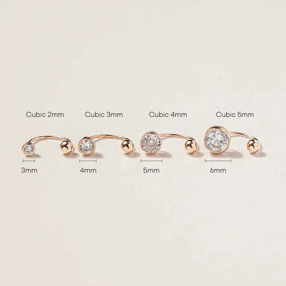 14K Gold Minimal Cubic Curve Piercing 20G - Image 5