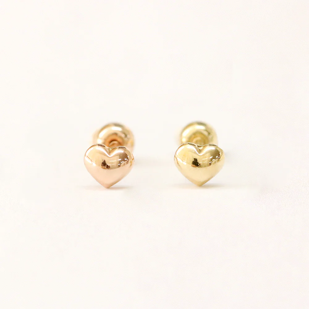 14K Gold Minimi Bean Heart Cartilage Earring 20G18G16G - Image 9