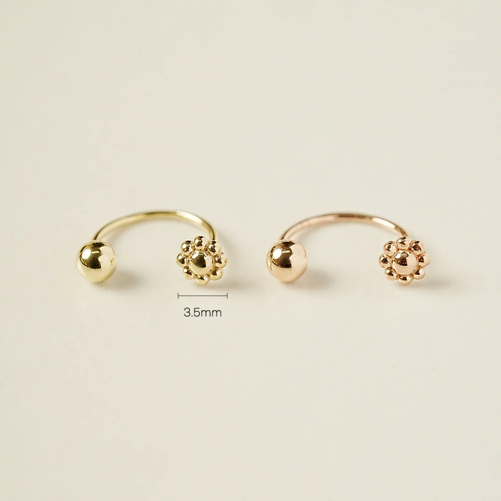 14K Gold Minimi Bubble Flower Ball Curve Piercing 20G - Image 5