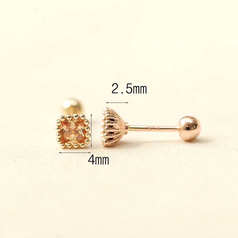 14K Gold Minimi Colorful Square Earring 20G - Image 11