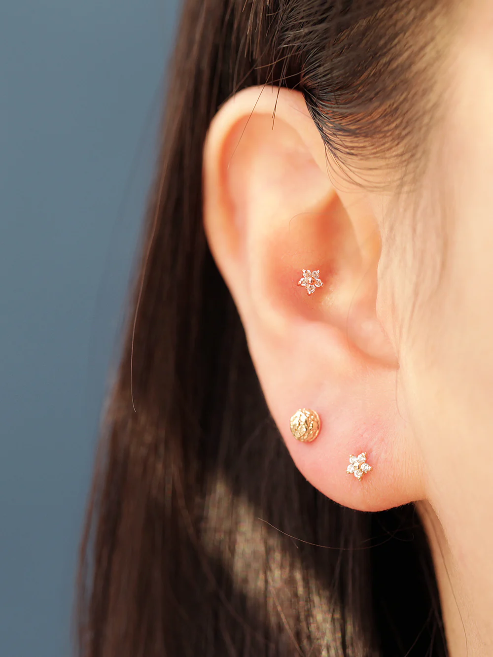 14K Gold Minimi Cubic Flower Cartilage Earring 20G18G16G - Image 6
