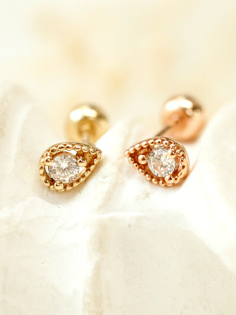 14K Gold Minimi Cubic Water Drop Cartilage Earring 20G18G16G - Image 5