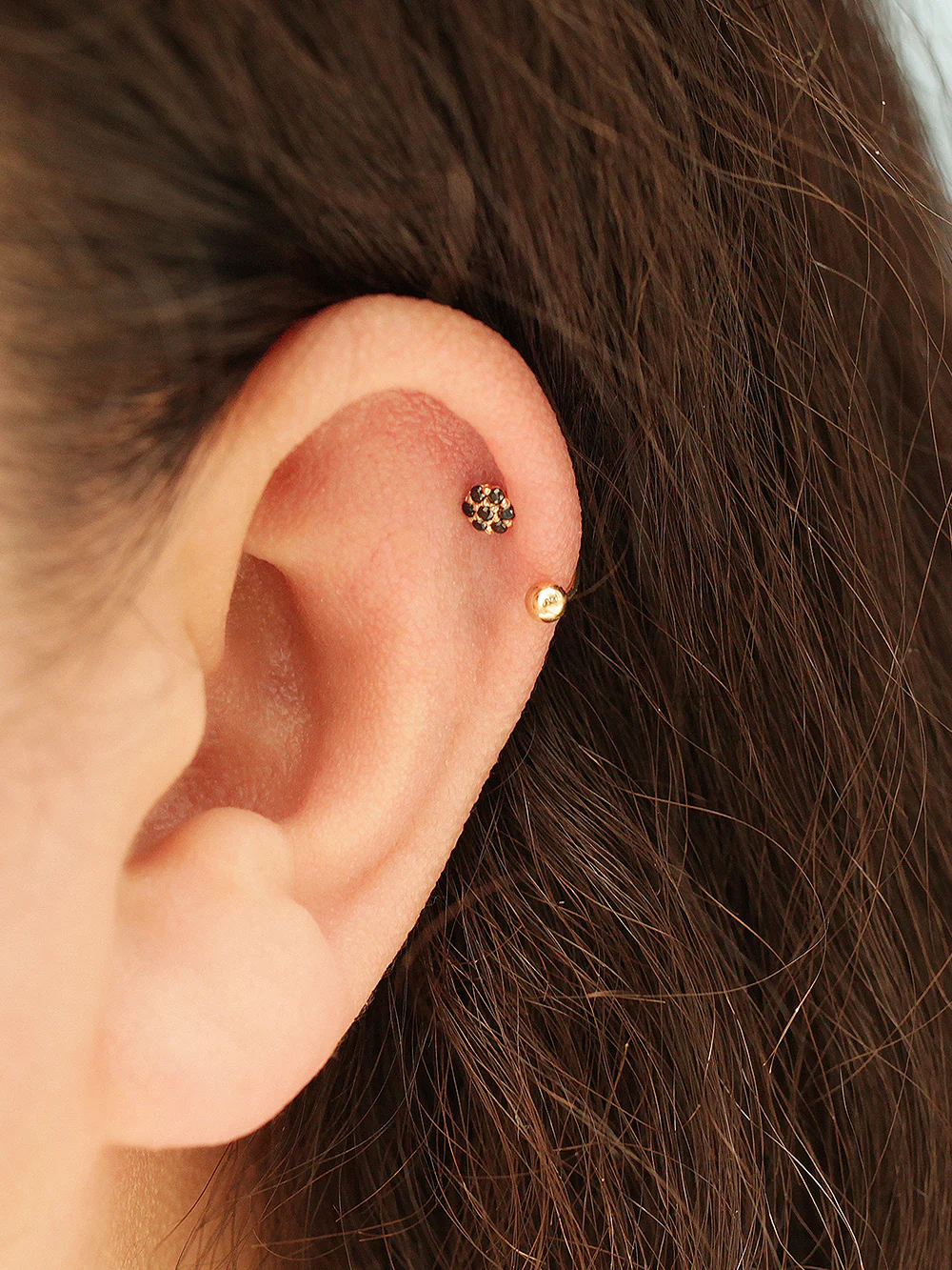 14K Gold Mini Flower Curve Piercing 20G - Image 7