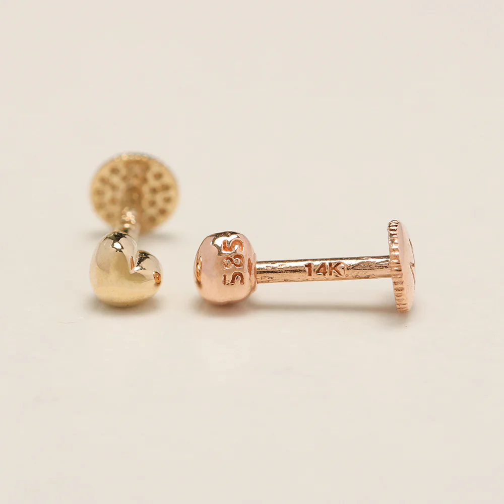 14K Gold Minimi Jellybean Labret Piercing 18g16g - Image 10