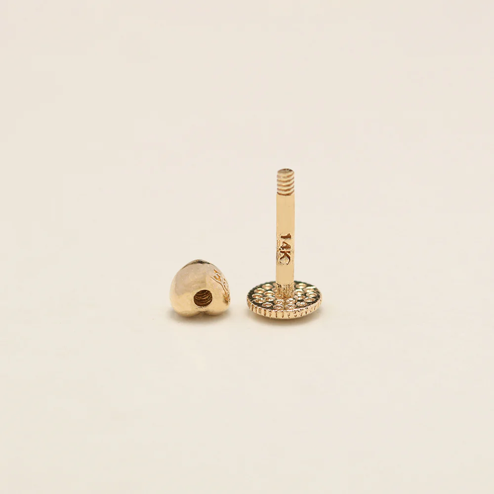 14K Gold Minimi Jellybean Labret Piercing 18g16g - Image 11