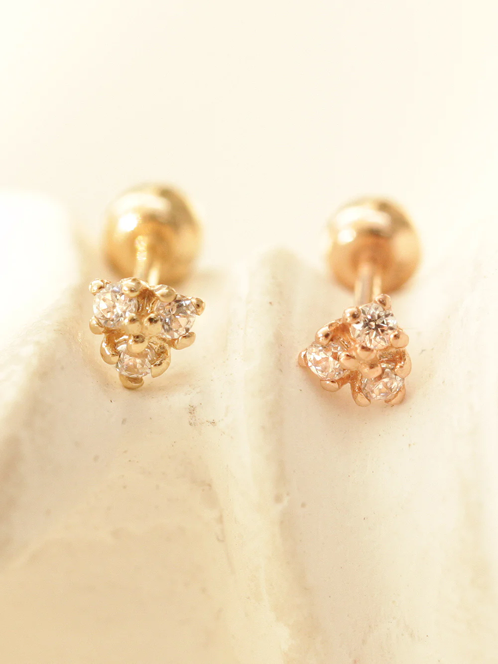 14K Gold Internal Tiny Triangle Cubic Cartilage Earring 20G18G16G - Image 4