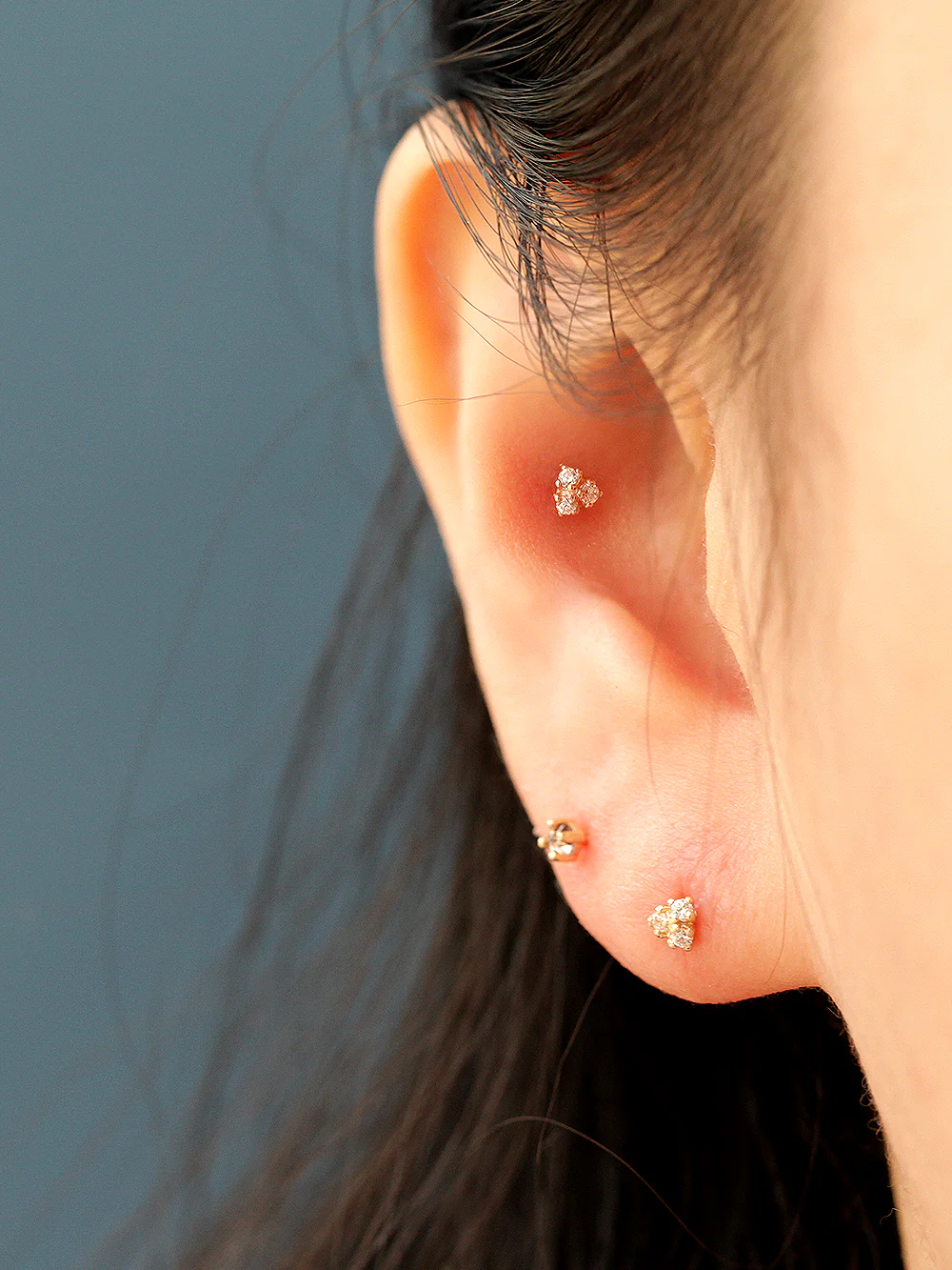 14K Gold Internal Tiny Triangle Cubic Cartilage Earring 20G18G16G - Image 9